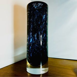 MCM Beranek Heavy Czech Art Glass Vase Tall Blue HEAVY HEAVY